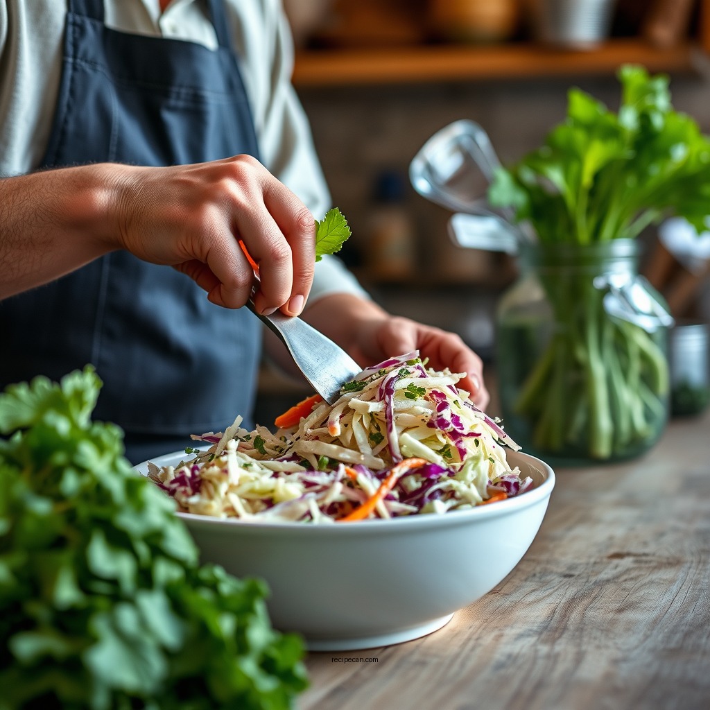 Preparing the Vegetables - recipe for homemade coleslaw