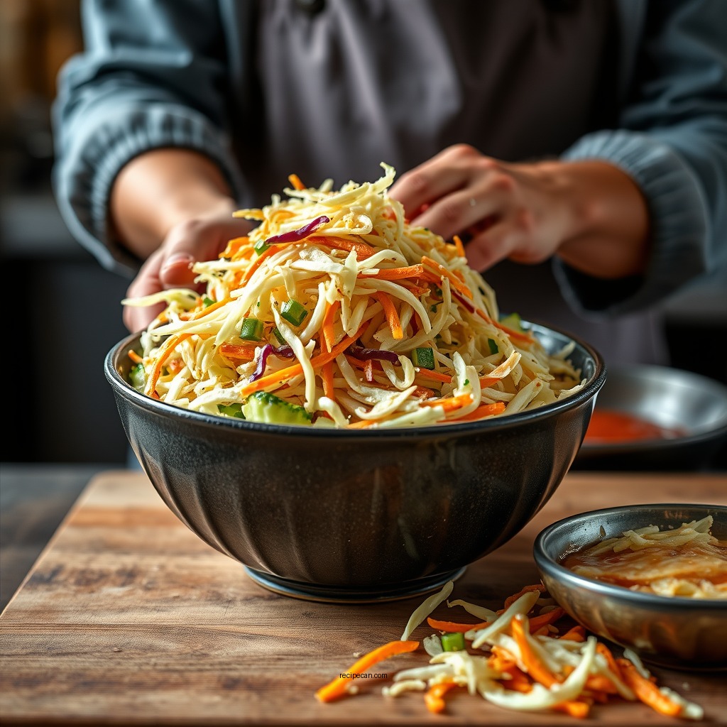 Preparing the Vegetables - recipe for kentucky fried chicken coleslaw