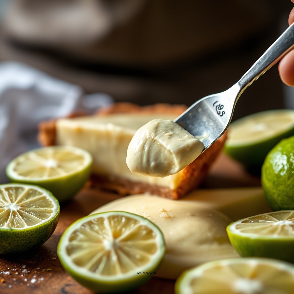 Making the Key Lime Filling - recipe for key lime pie