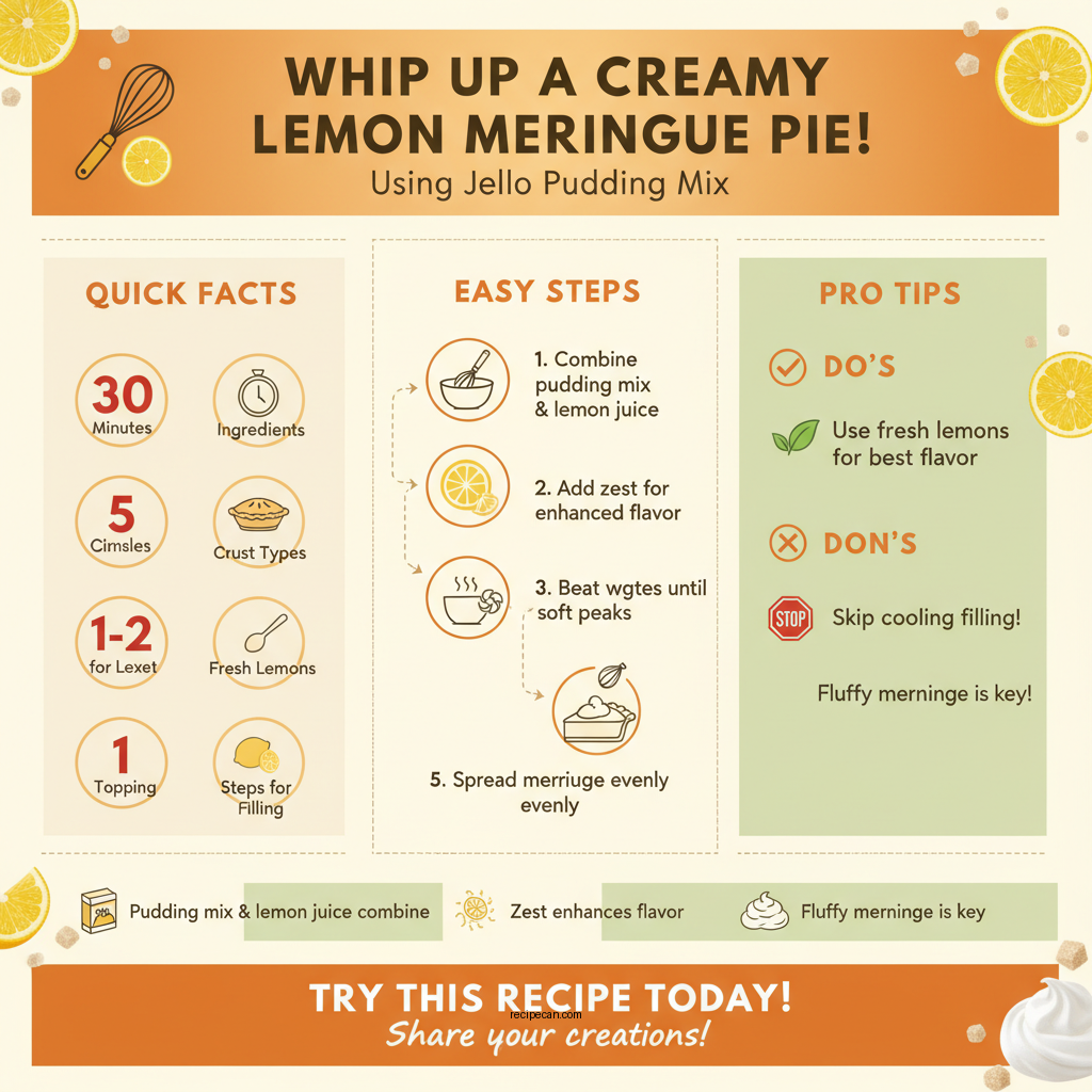 recipe for lemon meringue pie using jello pudding - Data Infographic and Statistics