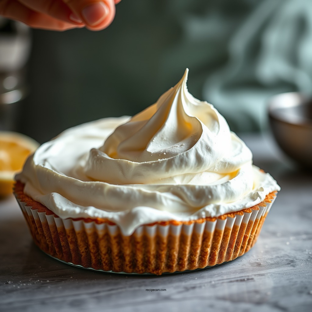 Making the Meringue - recipe for lemon meringue pie using jello pudding