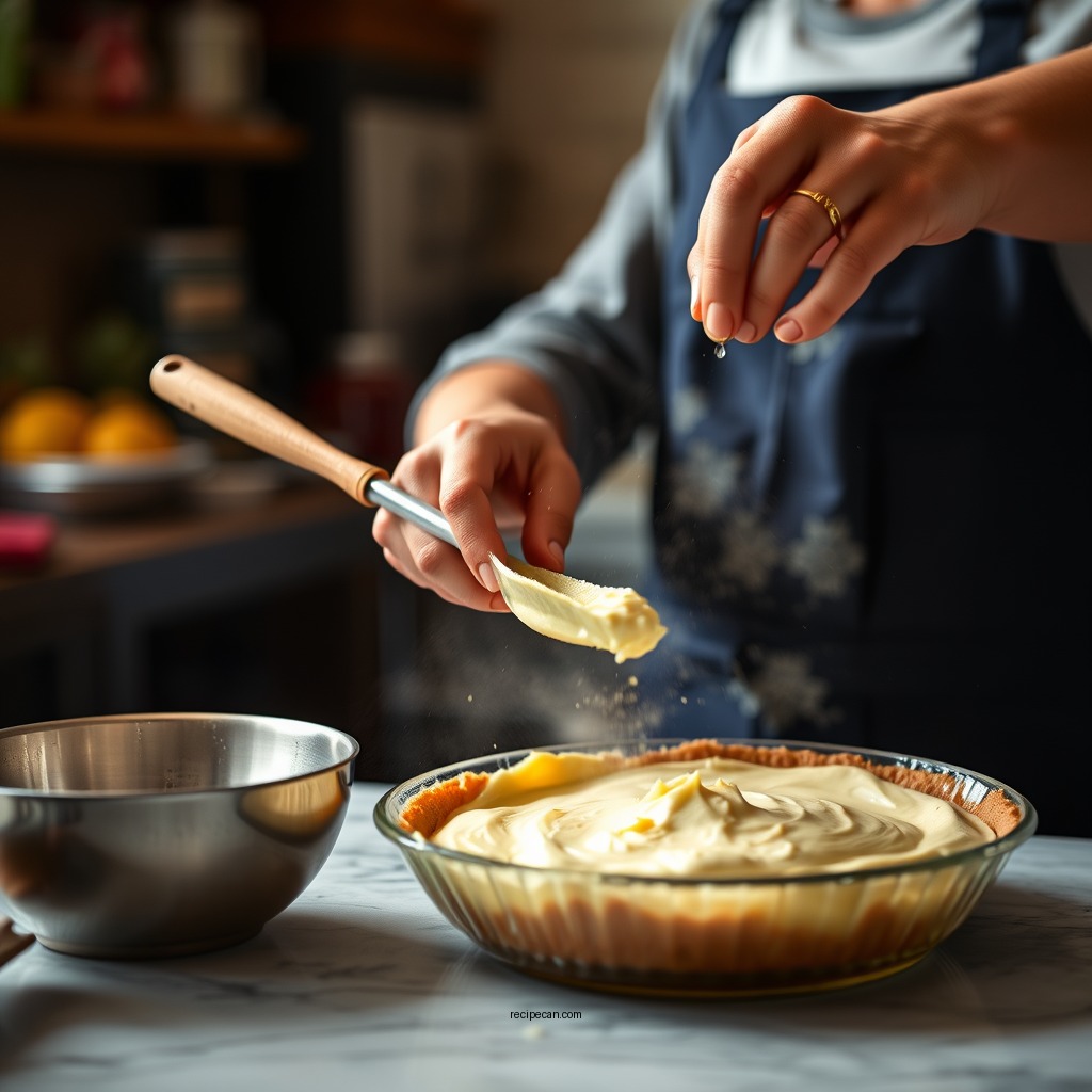 Preparing the Lemon Filling - recipe for lemon meringue pie using jello pudding