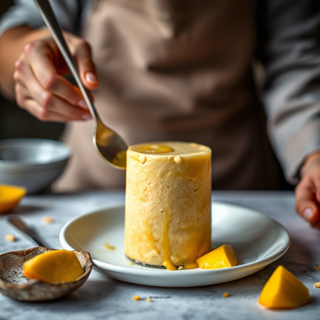 Making the Mango Mousse - recipe for mango mousse cake