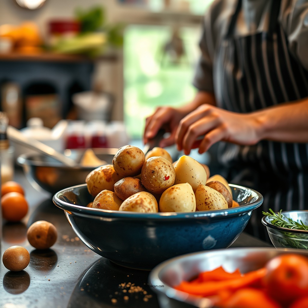 Preparing the Potatoes - recipe for mcalister's potato salad