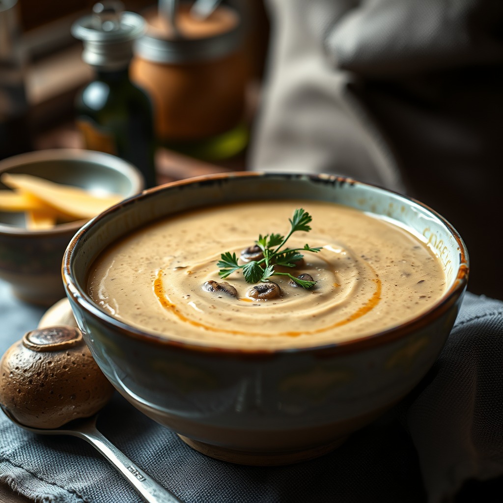Cooking the Soup - recipe for mushroom bisque soup