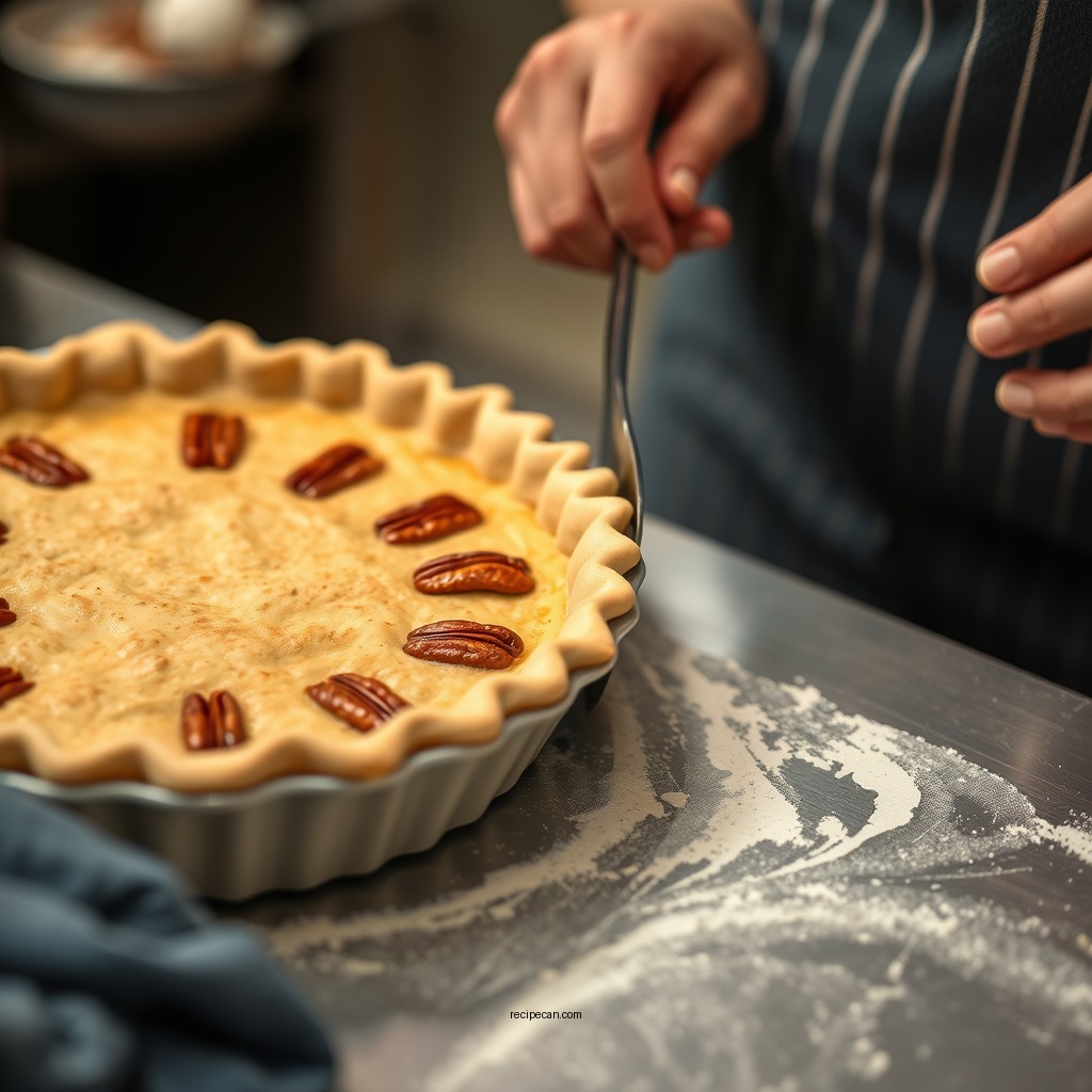 Preparing the Pie Crust - recipe for pecan pie