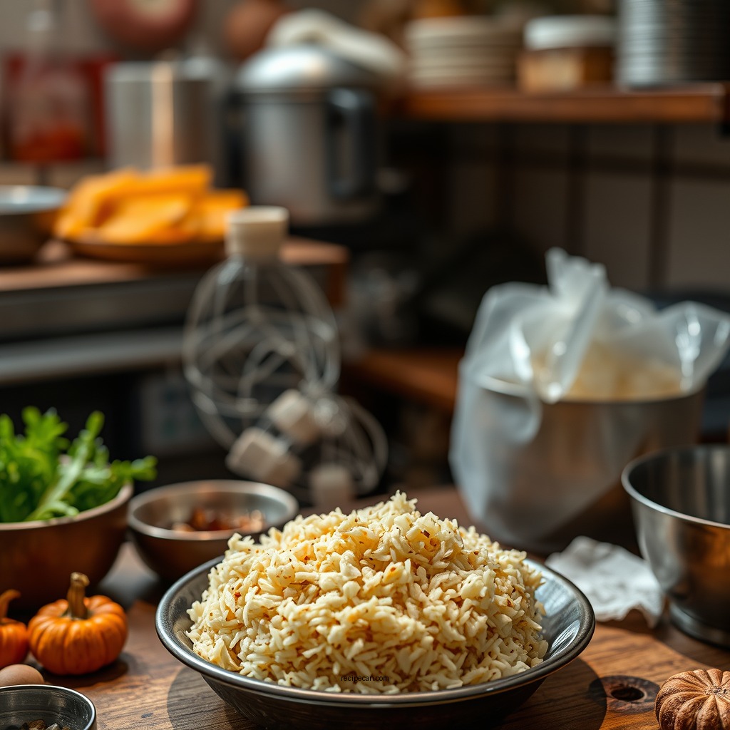 Preparing the Rice - recipe for pumpkin rice pudding