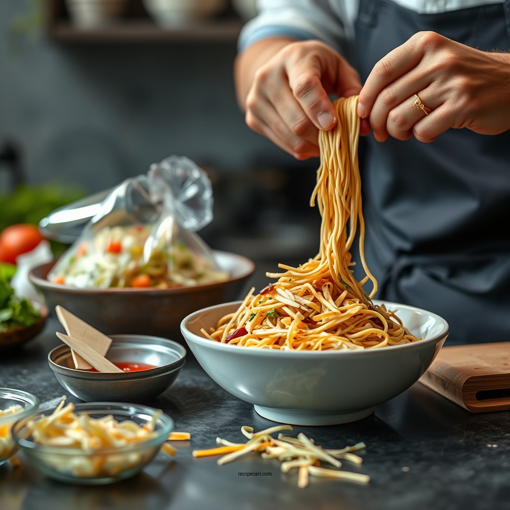 Preparing the Ramen Noodles - recipe for ramen noodle coleslaw