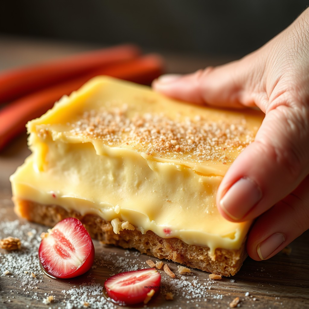 Making the Custard Filling - recipe for rhubarb custard bars