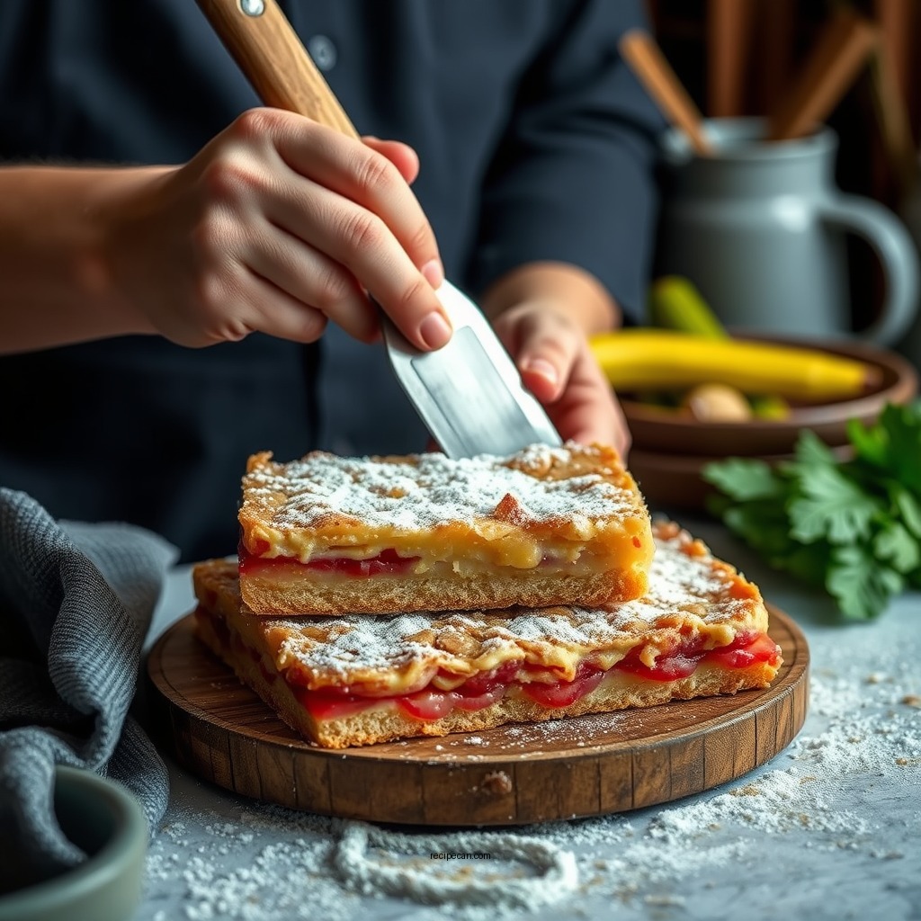 Preparing the Crust - recipe for rhubarb custard bars