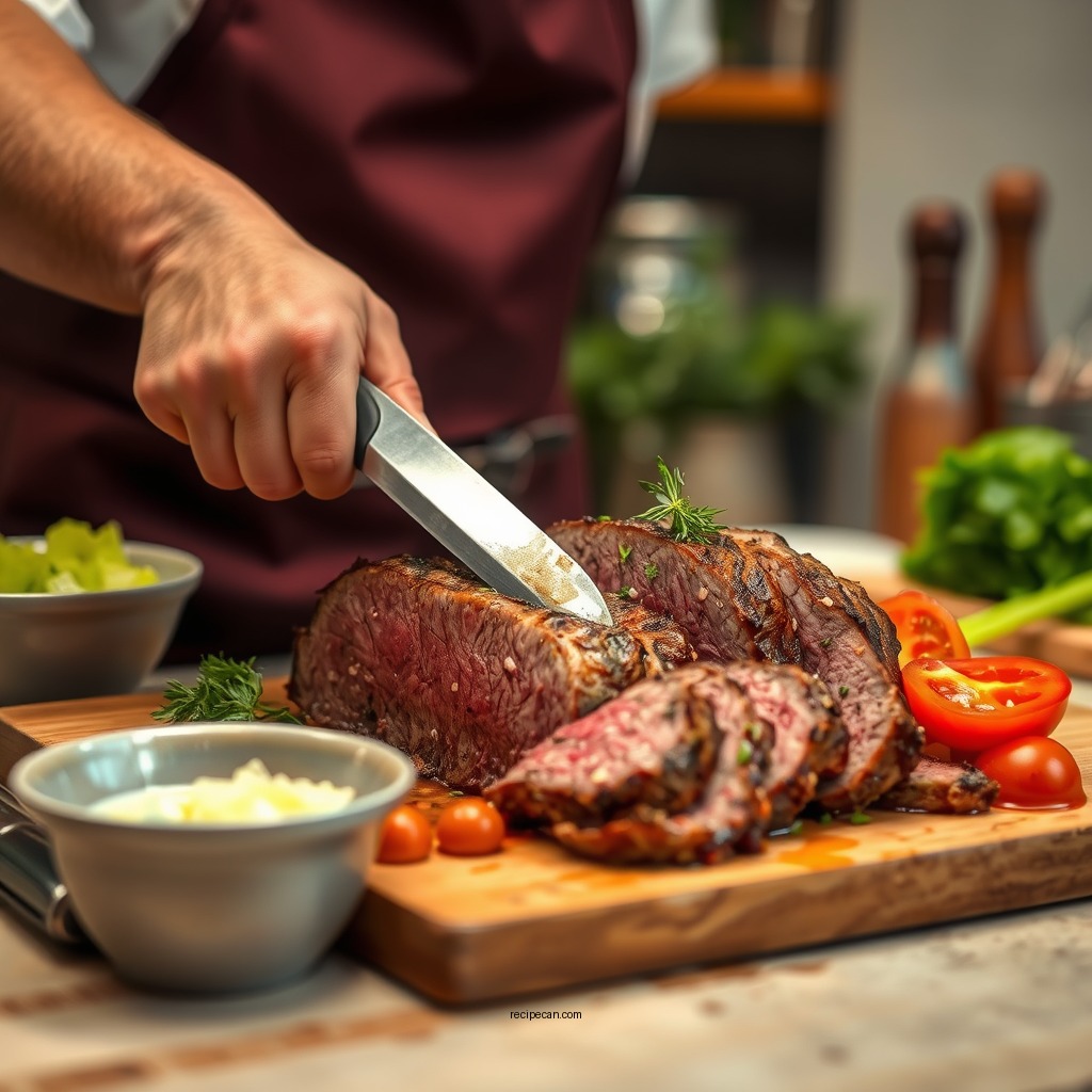 Preparing the Roast Beef - recipe for roast beef salad