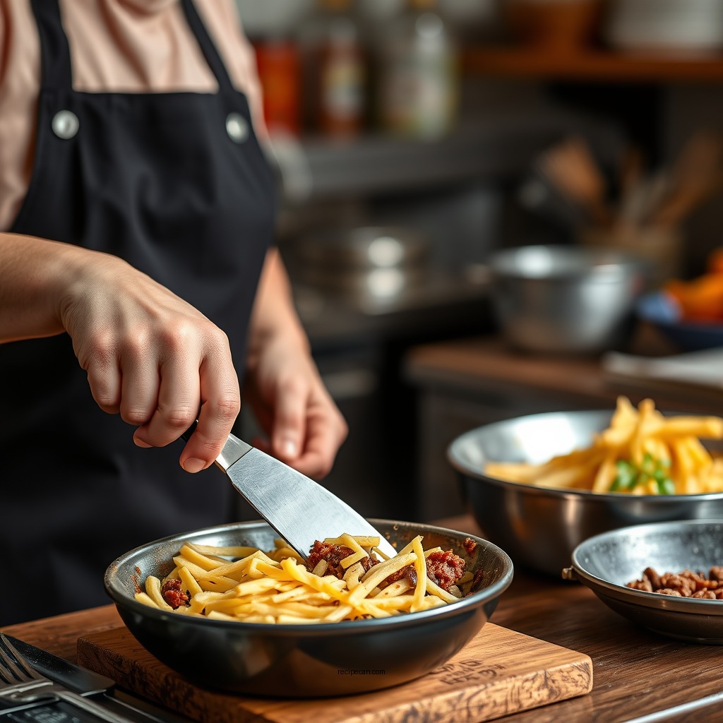 Preparing the Meat Filling - recipe for shepherd pie