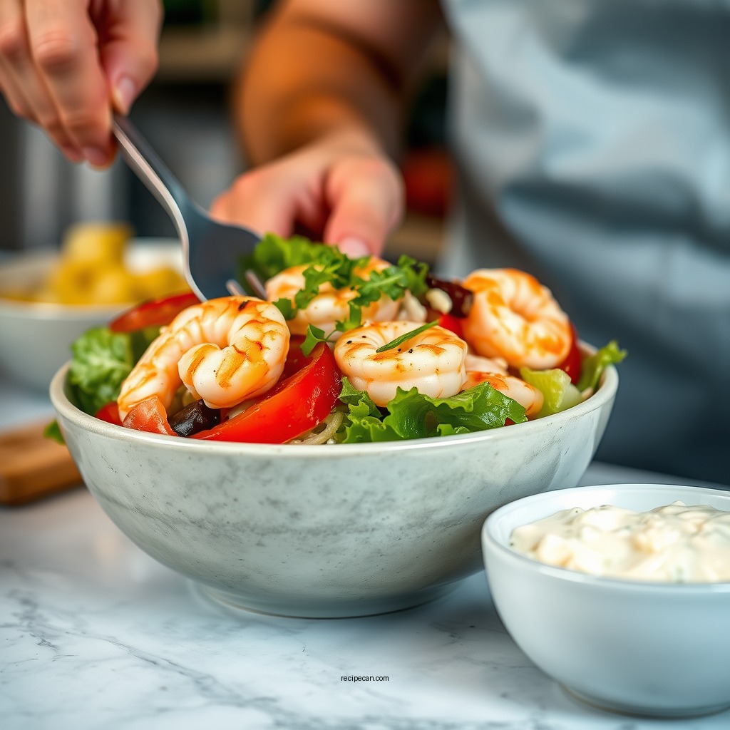 Making the Salad - recipe for shrimp salad with old bay