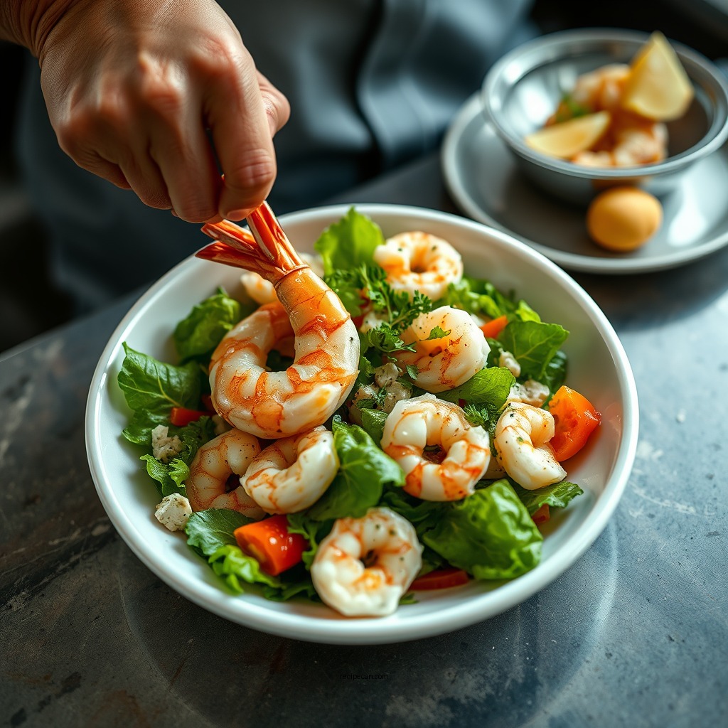 Preparing the Shrimp - recipe for shrimp salad with old bay