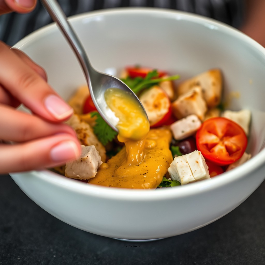 Making the Dressing - recipe for sonoma chicken salad