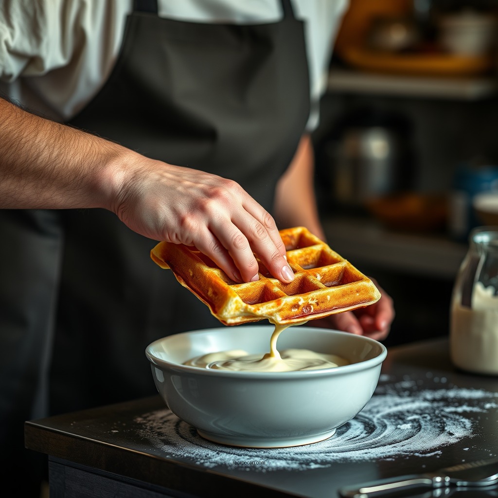 Preparing the Batter - recipe for sourdough waffles