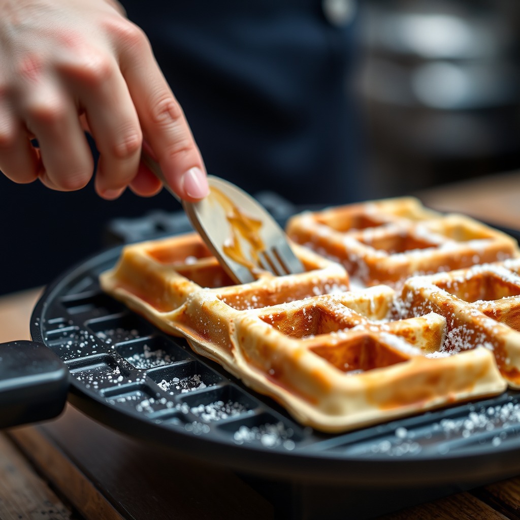 Waffle Iron Preparation - recipe for sourdough waffles