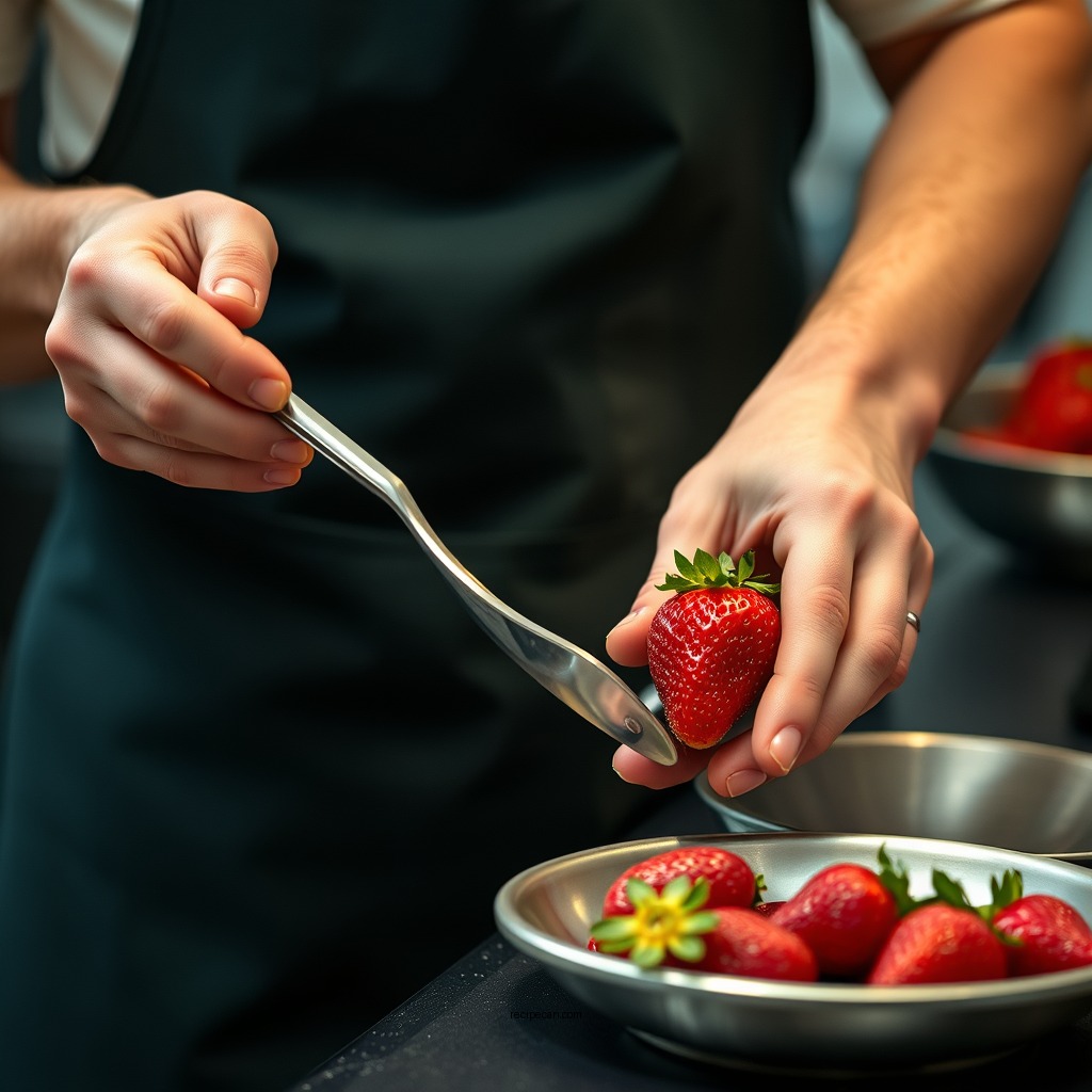 Preparing the Strawberries - recipe for strawberry mousse