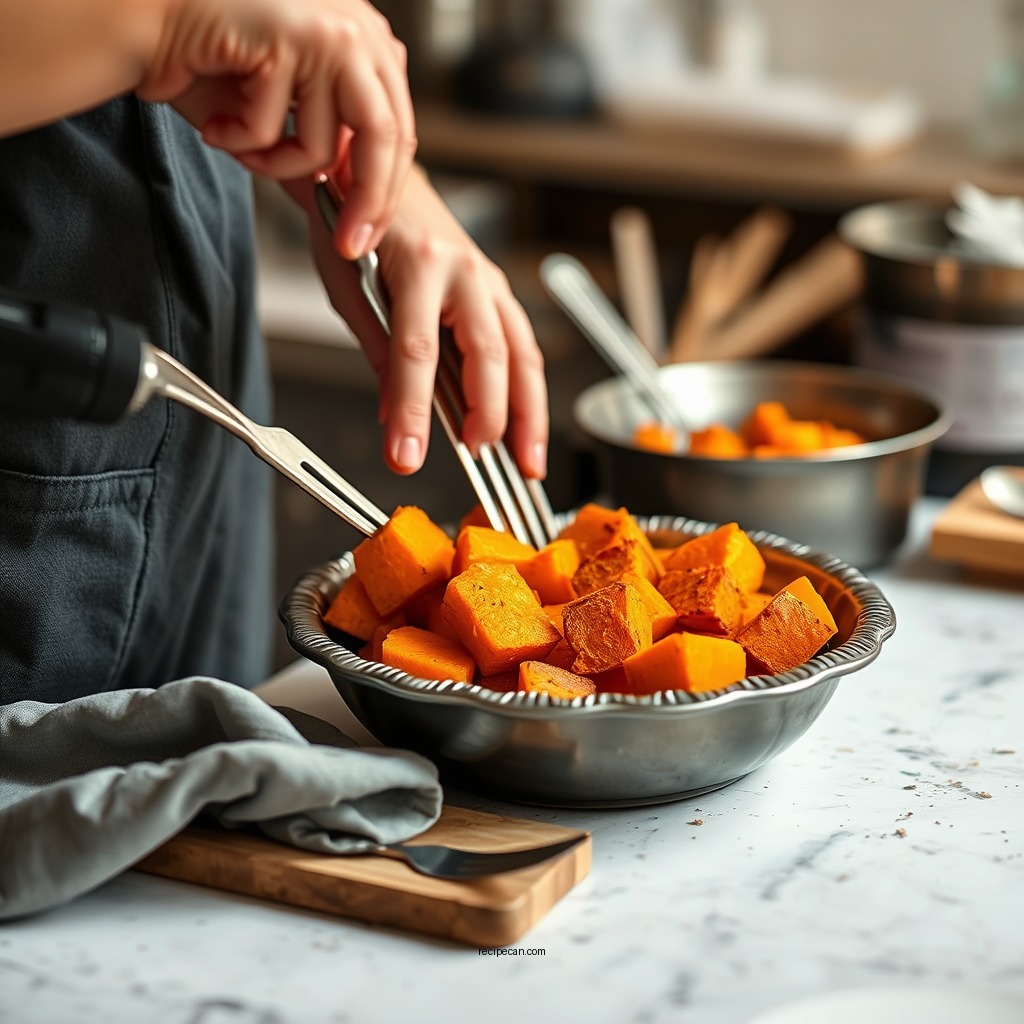 Preparing the Sweet Potatoes - recipe for sweet potato pie