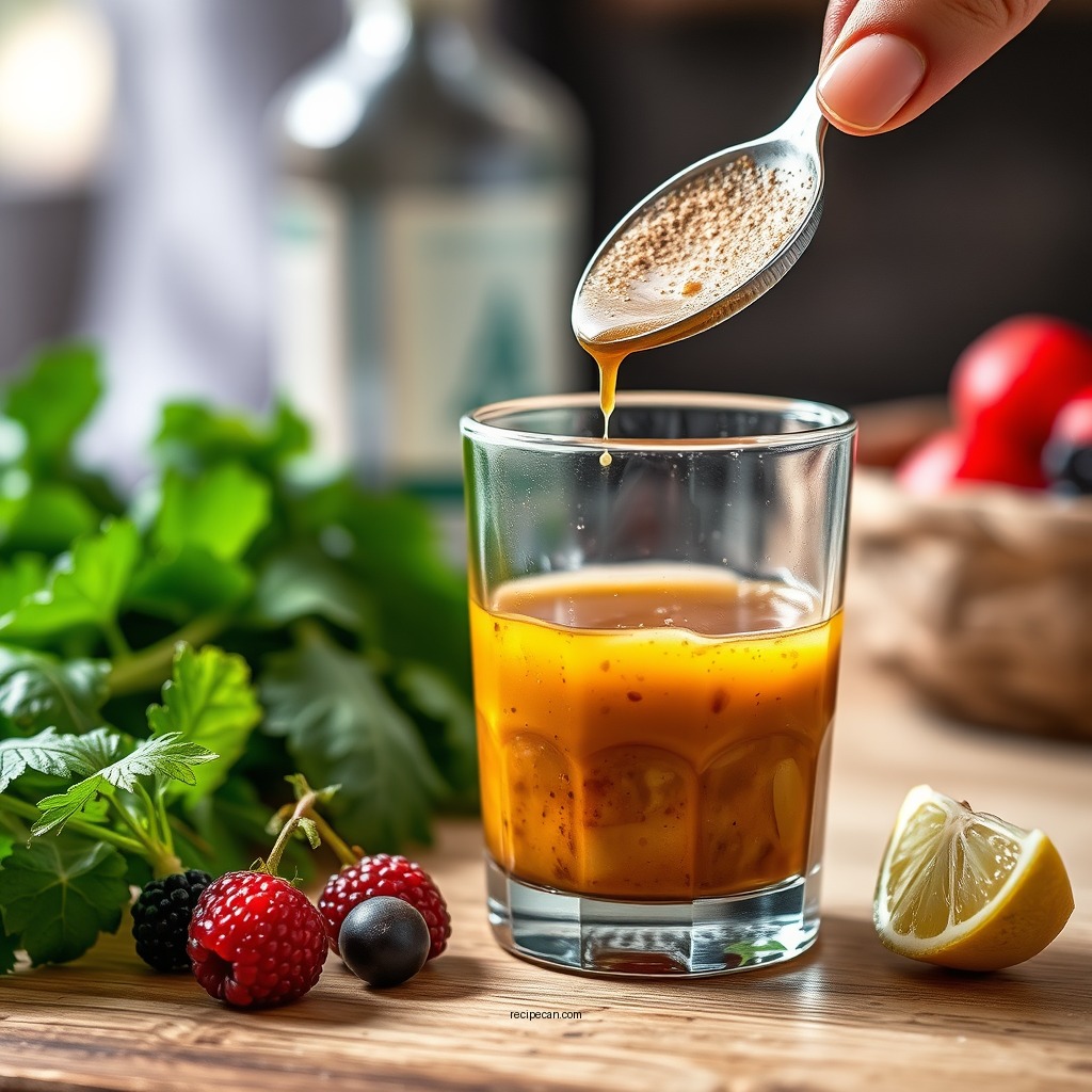 Making the Tequila Dressing - recipe for tequila berry salad