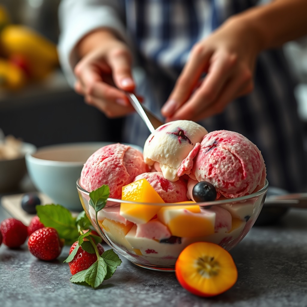 Preparing the Fruit Mixture - recipe for tutti frutti ice cream