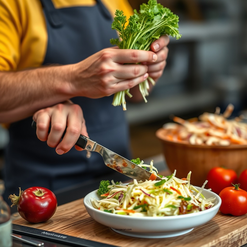 Preparing the Vegetables - recipe for vegan coleslaw