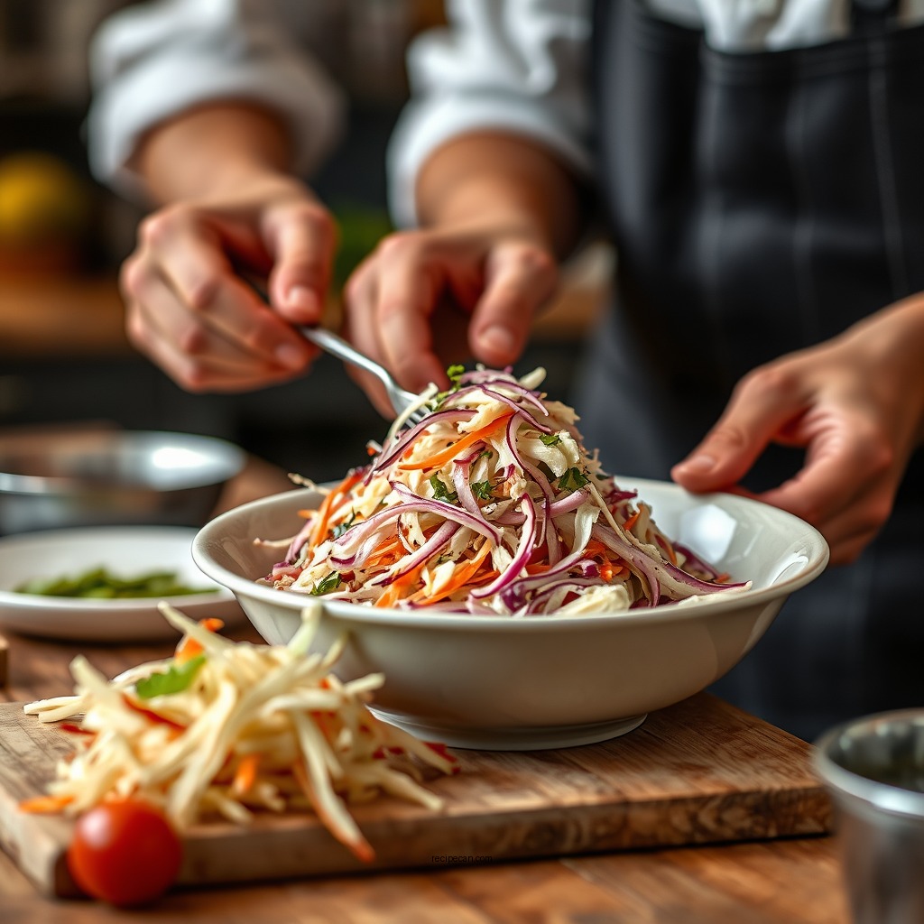 Preparing the Vegetables - recipe for vinegar coleslaw