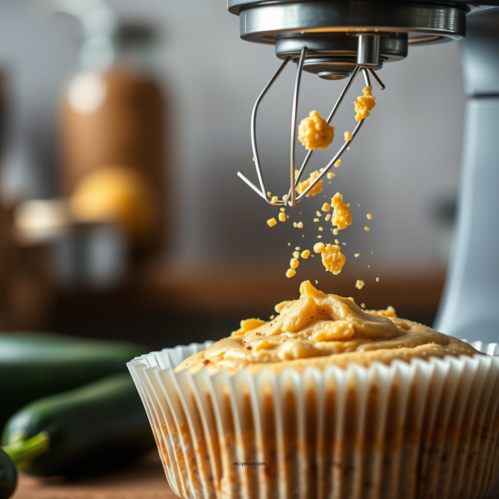 Mixing the Batter - recipe for zucchini muffins