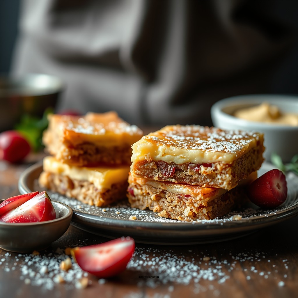 Making the Custard Filling - recipe rhubarb custard bars