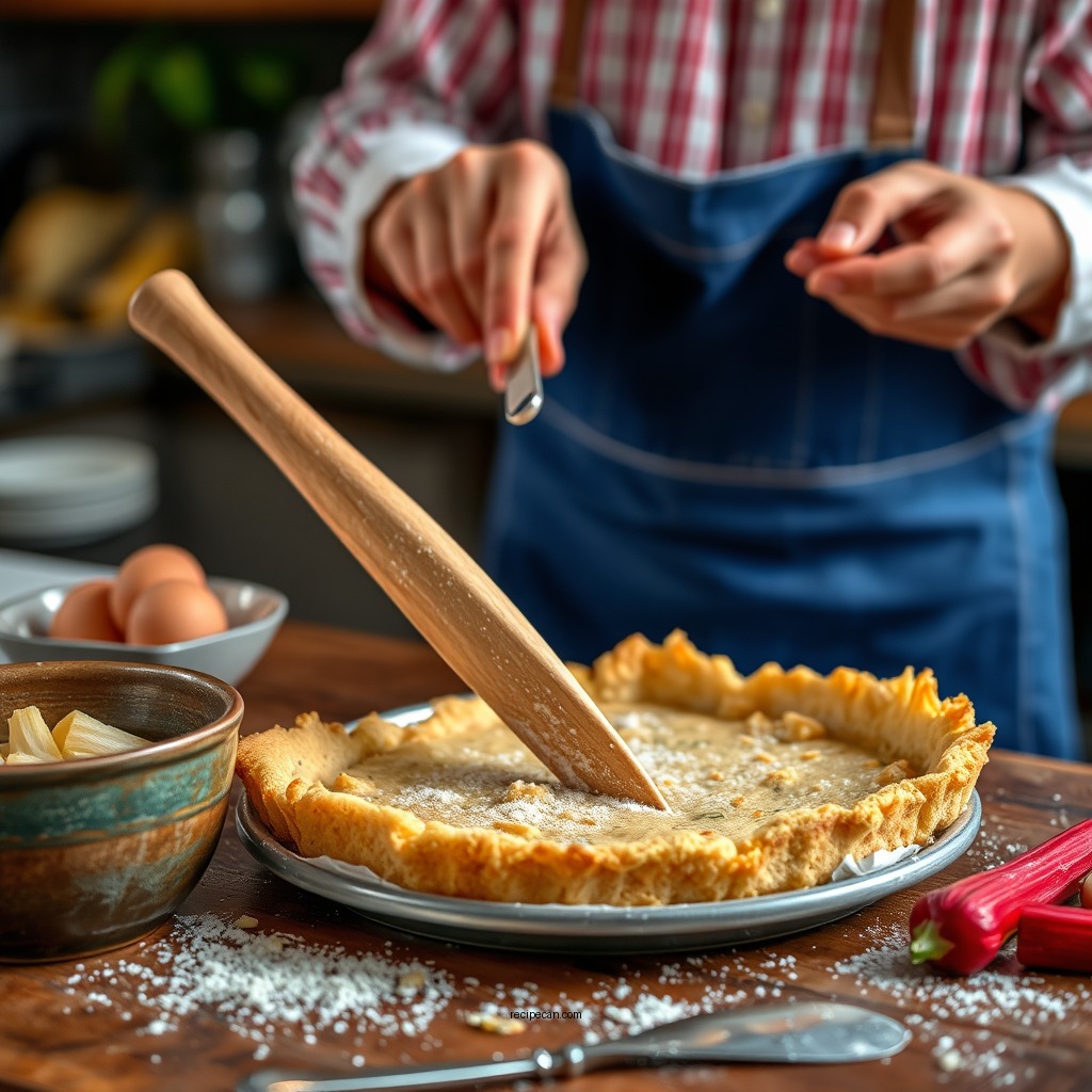 Preparing the Crust - recipe rhubarb custard bars