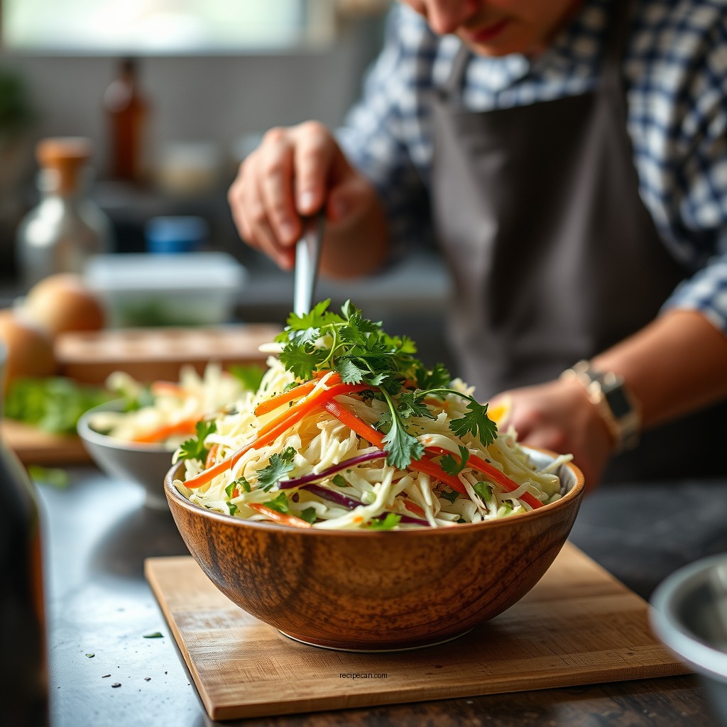 Preparing the Vegetables - recipe southern coleslaw