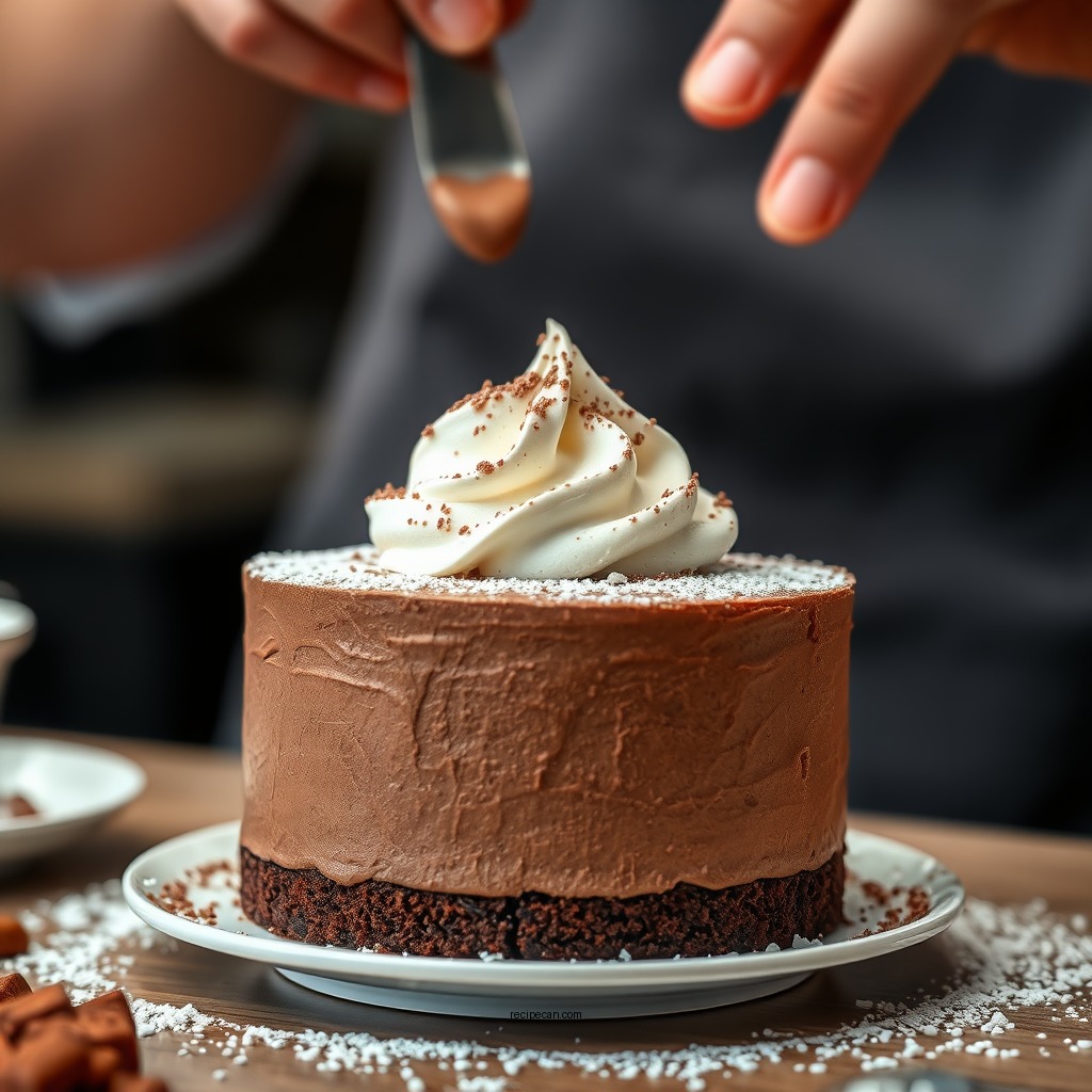 Making the Mousse - recipe triple chocolate mousse cake