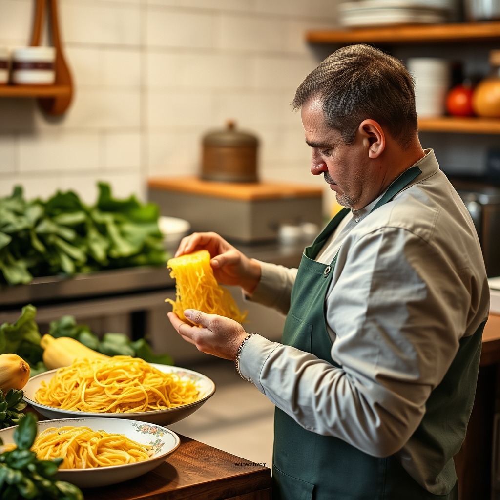 Preparing Spaghetti Squash - recipe with spaghetti squash