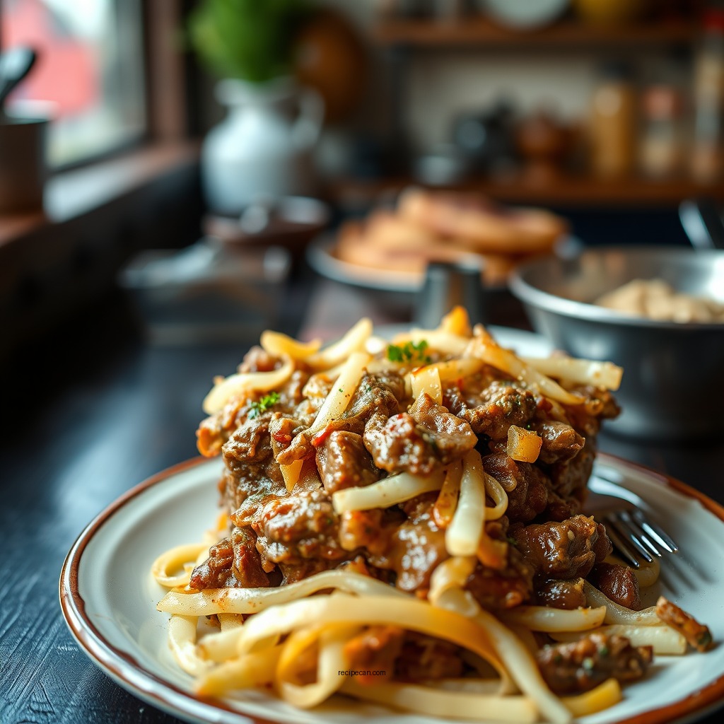 Classic Beef and Onion Casserole - recipes with ground beef and onion soup mix