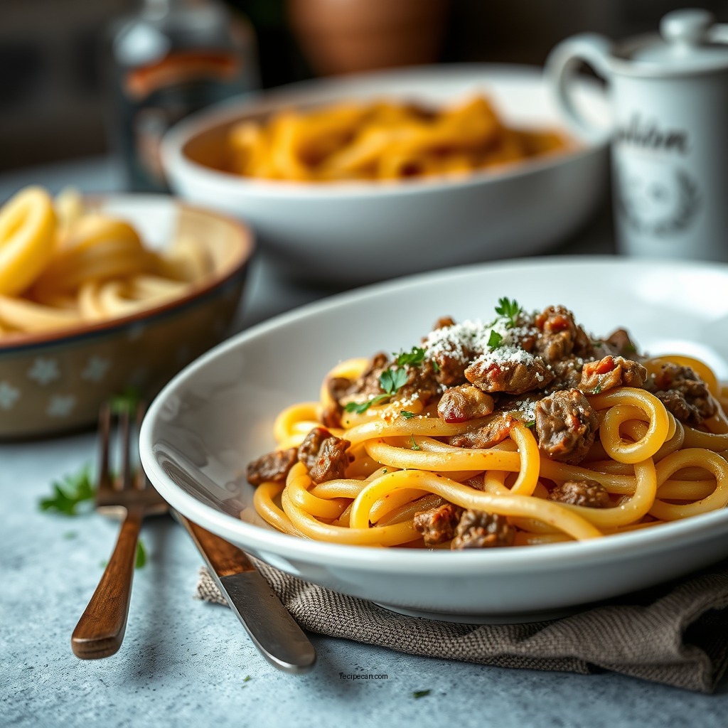 One-Pot Beef and Onion Soup Pasta - recipes with ground beef and onion soup mix