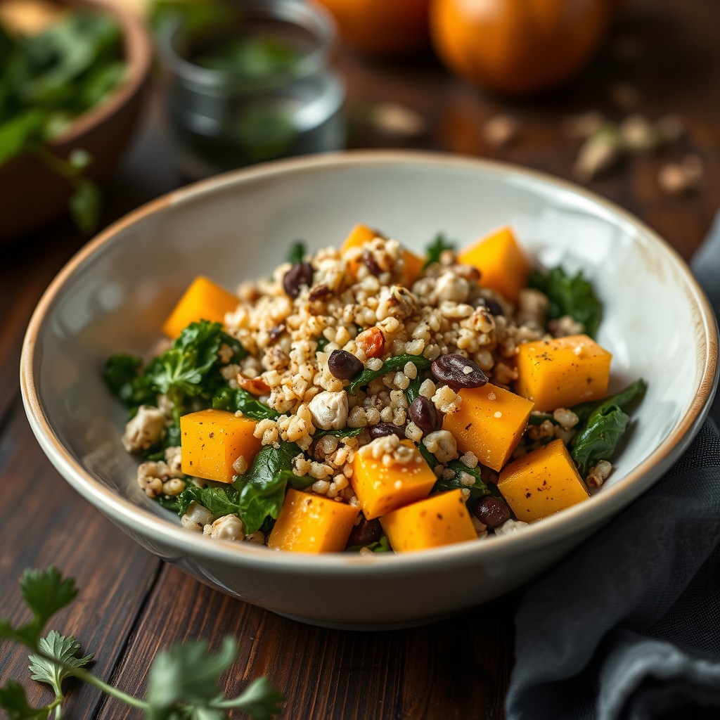 Butternut Squash Salad with Kale and Quinoa - recipes with roasted butternut squash
