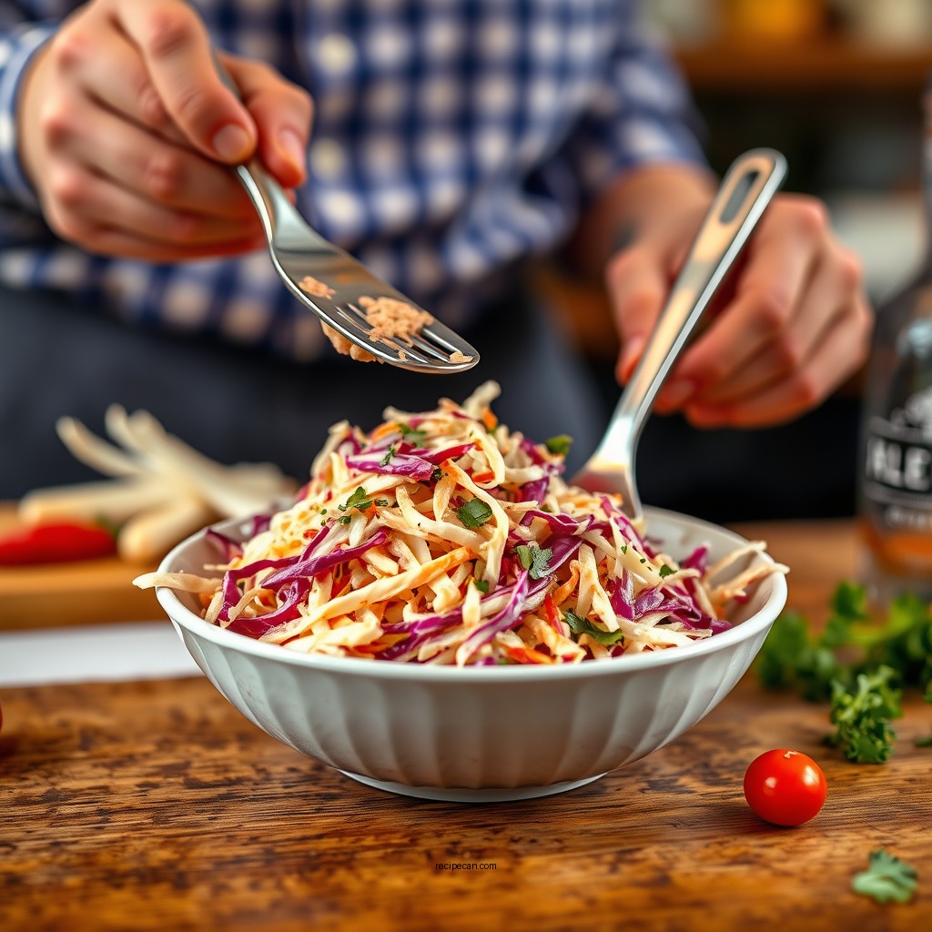 Making the Coleslaw Dressing - red cabbage coleslaw recipe
