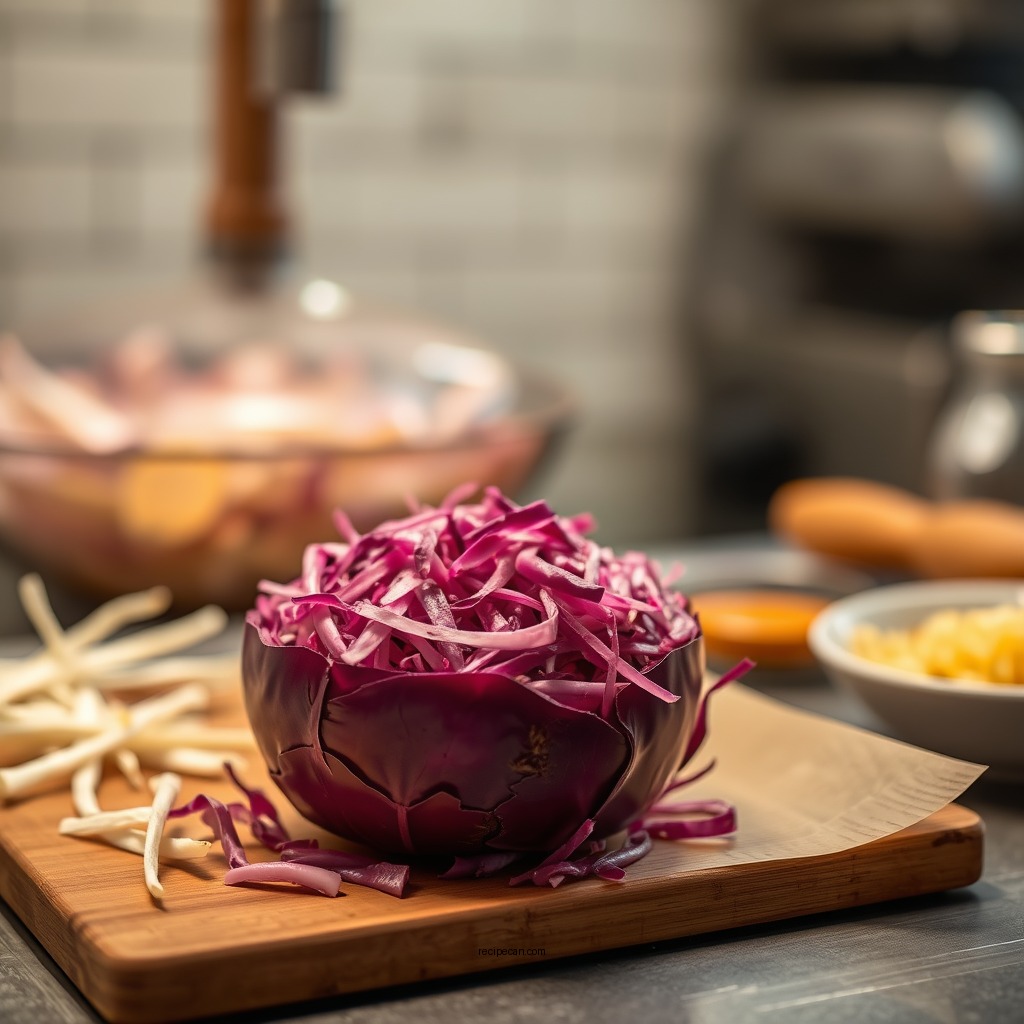 Preparing the Red Cabbage - red cabbage coleslaw recipe