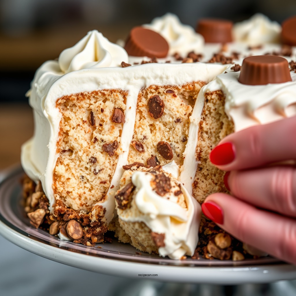 Assembling the Ice Cream Cake - reese cup ice cream cake recipe