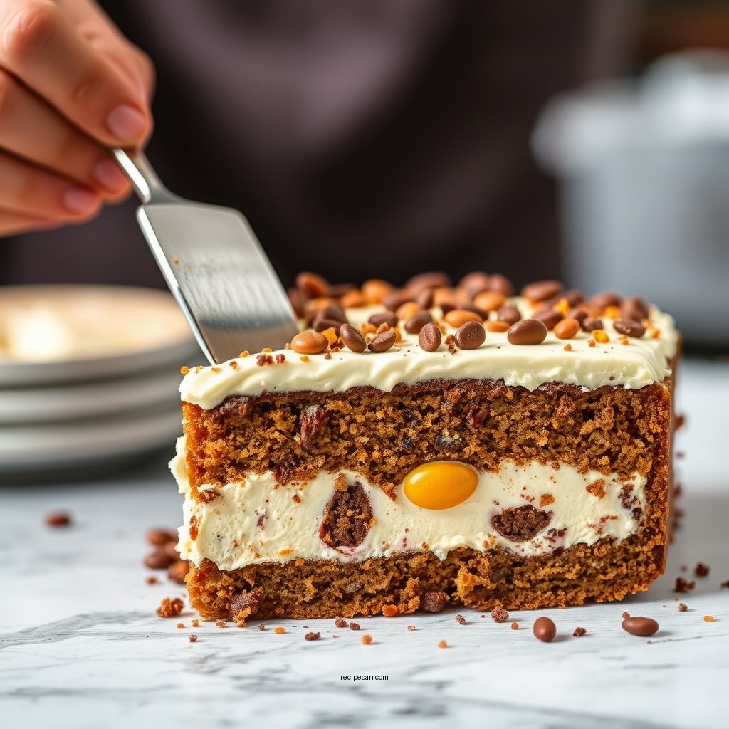 Assembling the Cake - reeses ice cream cake recipe