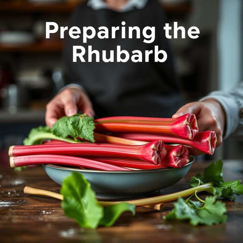Preparing the Rhubarb - rhubarb and custard pie recipe