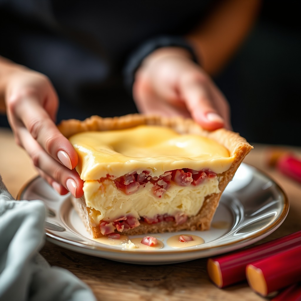 Making the Rhubarb Filling - rhubarb custard pie recipe