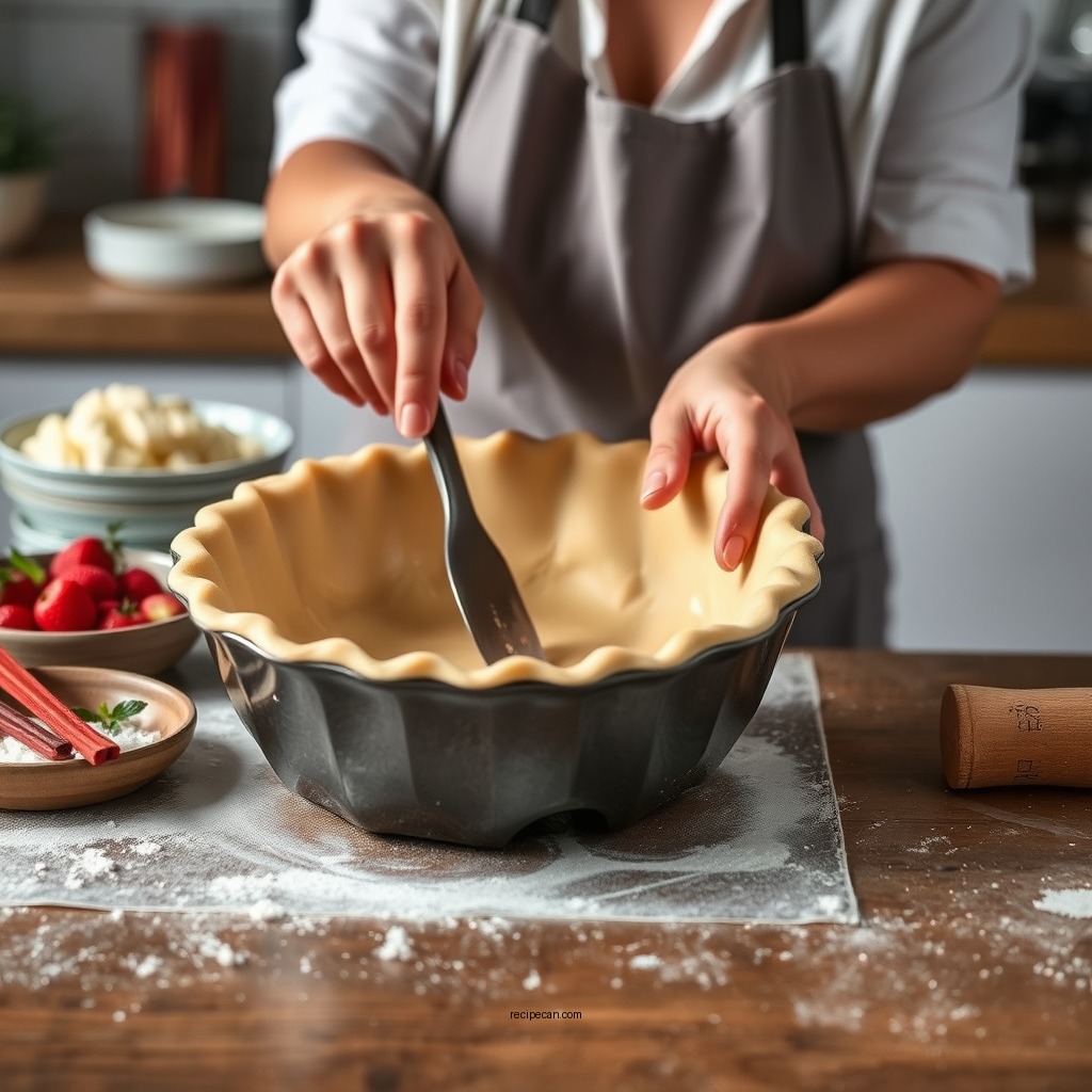 Preparing the Pie Crust - rhubarb custard pie recipe