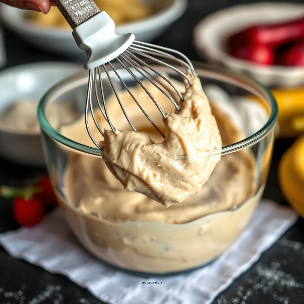 Making the Cake Batter - rhubarb pudding cake recipe