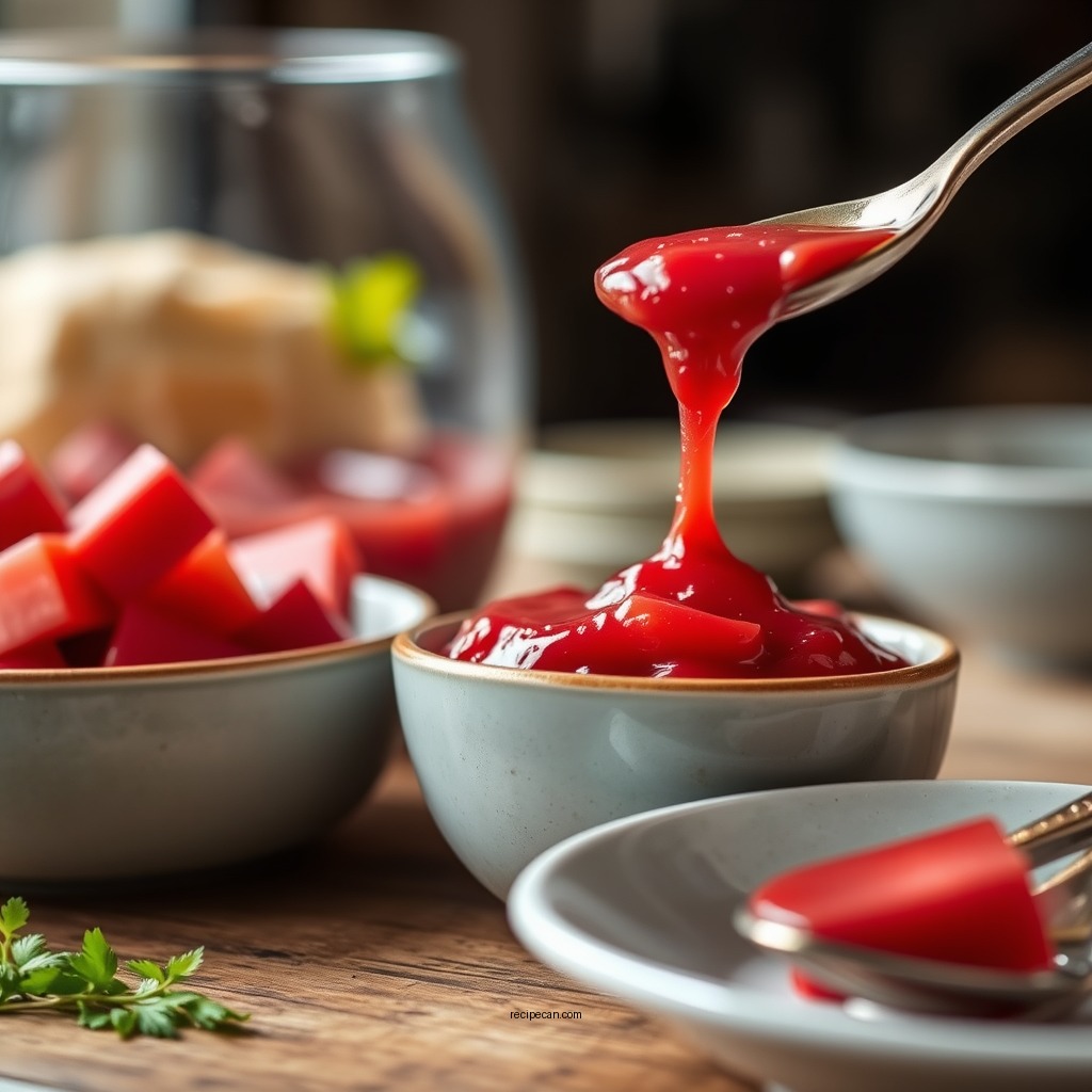 Cooking the Sauce - rhubarb sauce recipe
