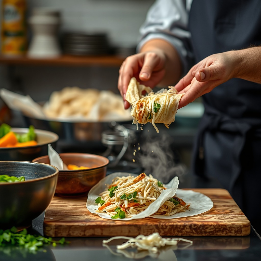 Preparing the Filling - rice wraps recipe