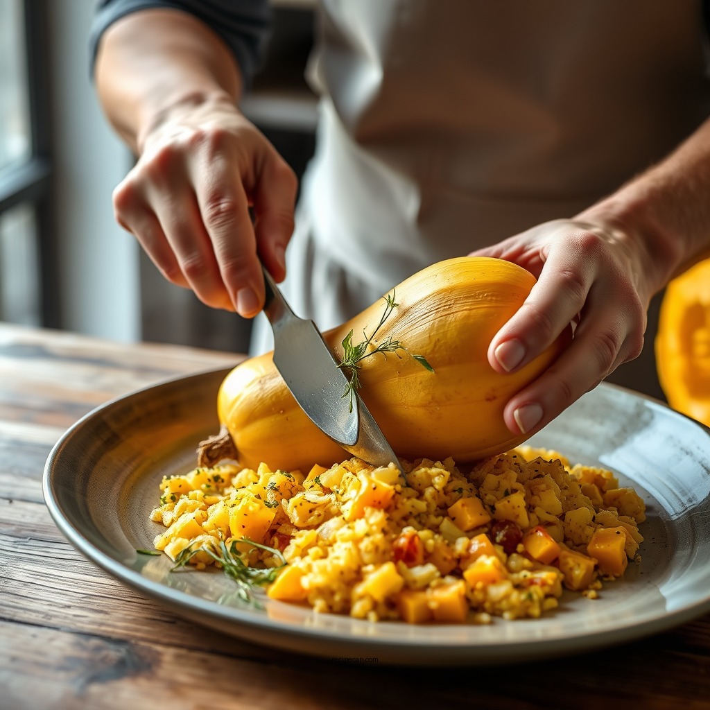 Preparing the Butternut Squash - risotto recipe butternut squash
