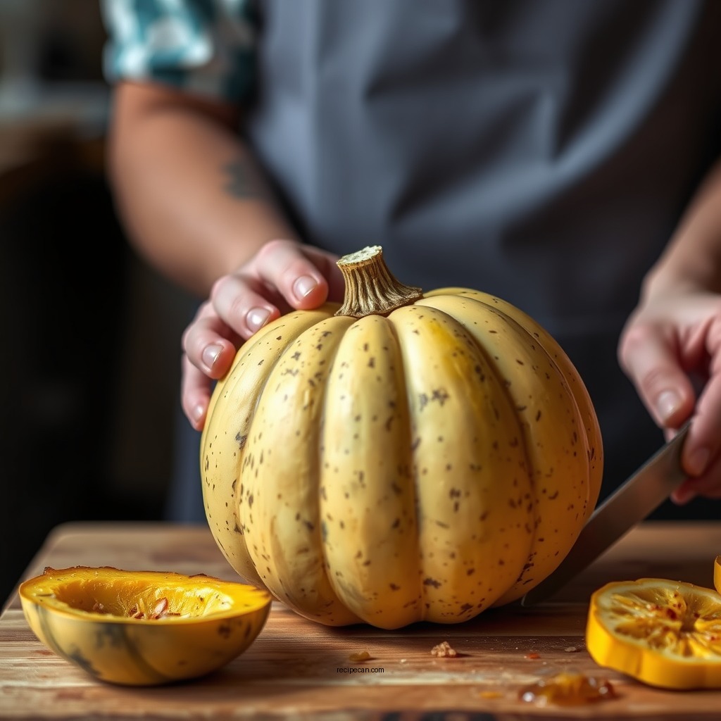 Preparing the Squash - roast squash recipe