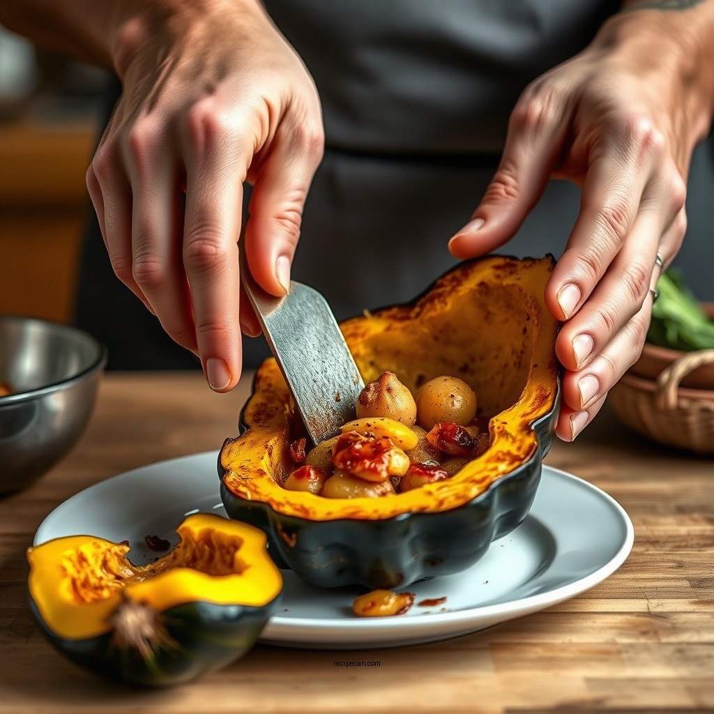 Preparing the Acorn Squash - roasted acorn squash recipe