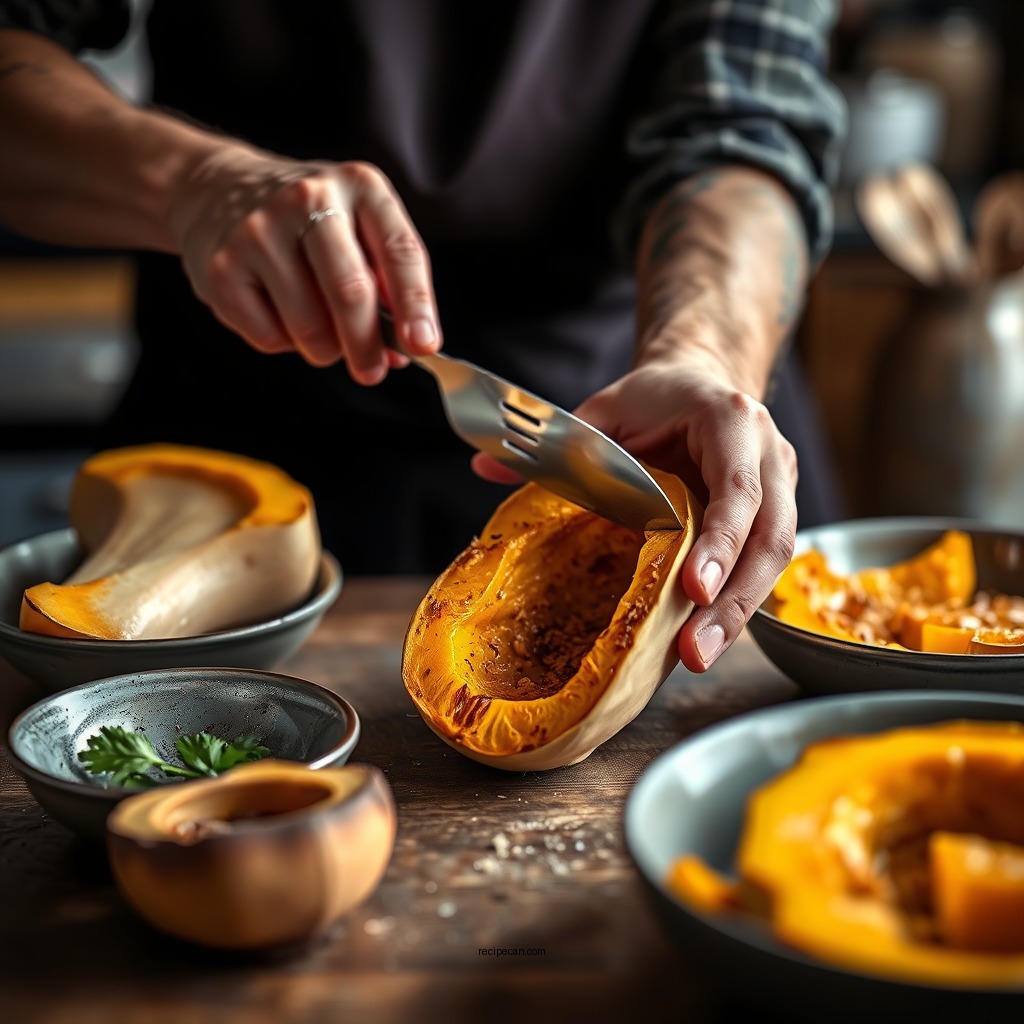 Preparing the Squash - roasted butternut squash recipe
